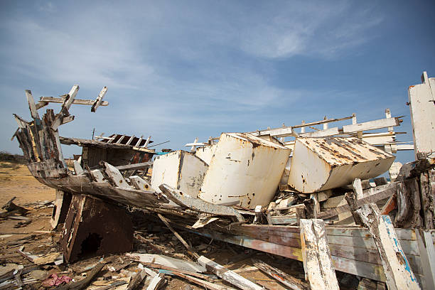 istock Old shipwreck disembowelled on the beach, Venezuela 483614204