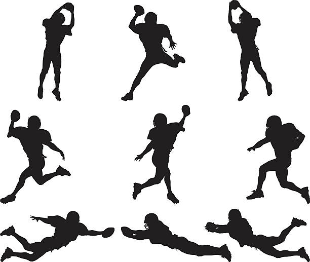All star football player silhouettes images vector art illustration