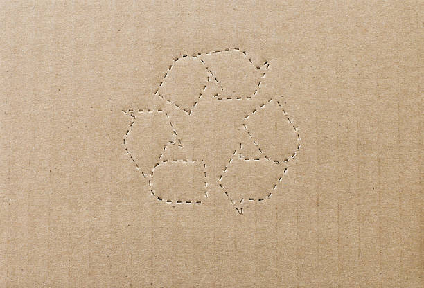 istock Cardboard box background with recycle symbol 483614772