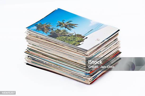 Stack Of Holidaypostcards Stock Photo - Download Image Now - Postcard, Stack, Photograph