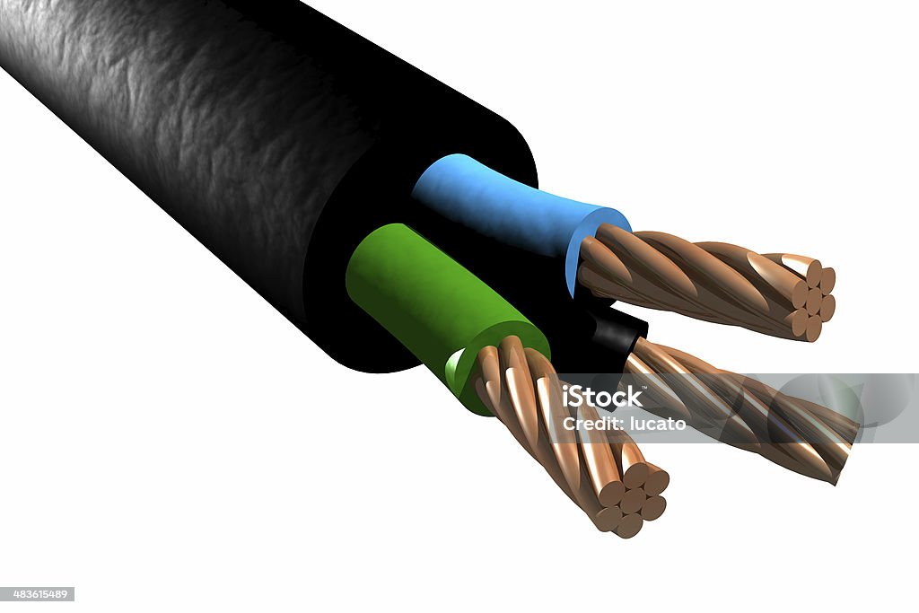 cable de triple certificación (3D - Foto de stock de Azul libre de derechos