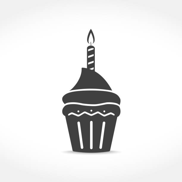 Birthday Cupcake Icon Birthday cupcake icon, vector eps10 illustration cupcake candle stock illustrations