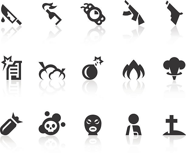 террористические нападения иконки/серия, простой черный - computer icon symbol knife terrorism stock illustrations
