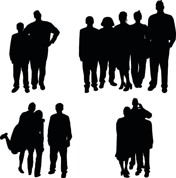 Groups of People [vector] Groups of people in silhouette. group of animals photos stock illustrations