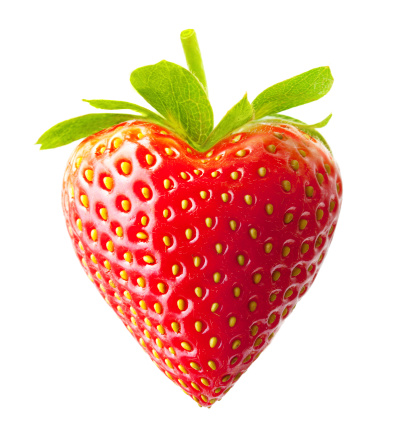 Strawberry heart shape  isolated on white