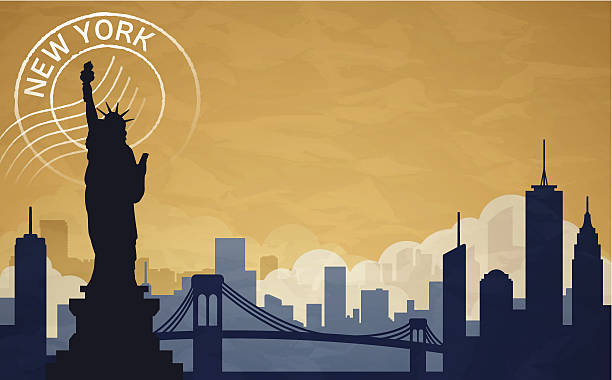 bildbanksillustrationer, clip art samt tecknat material och ikoner med new york city - manhattan skyline sunset