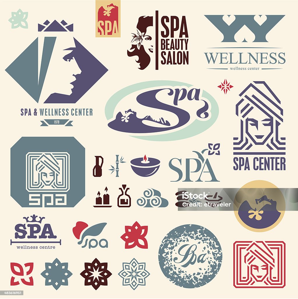 Spa icons set SPA. Beautiful woman. Spa icons collection. Human Face stock vector