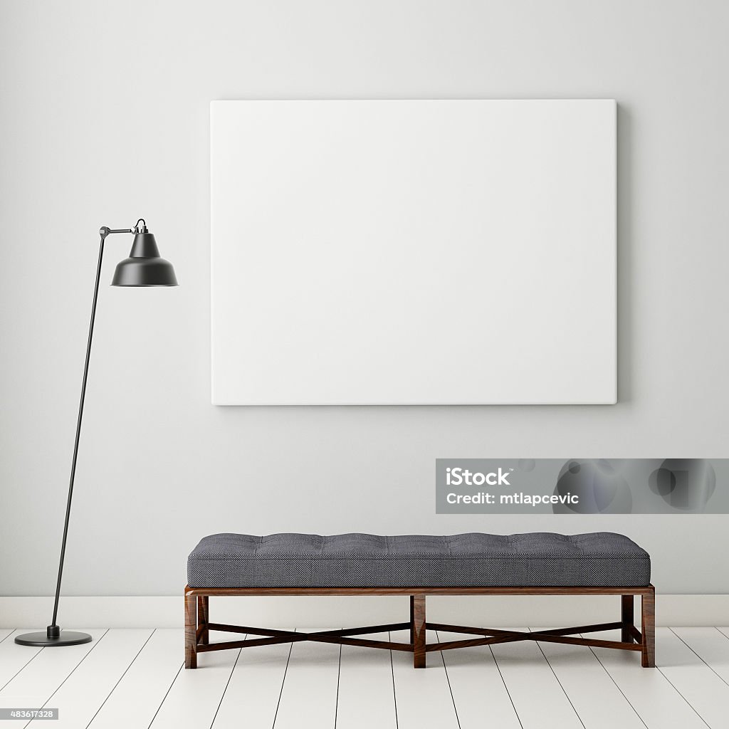 Mock up poster frame in hipster interior background, Hipster galery with mock up poster, 3d render 2015 Stock Photo
