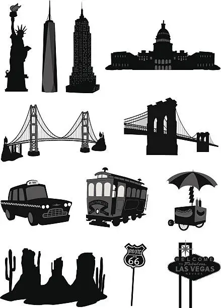 Vector illustration of USA Buildings Icons