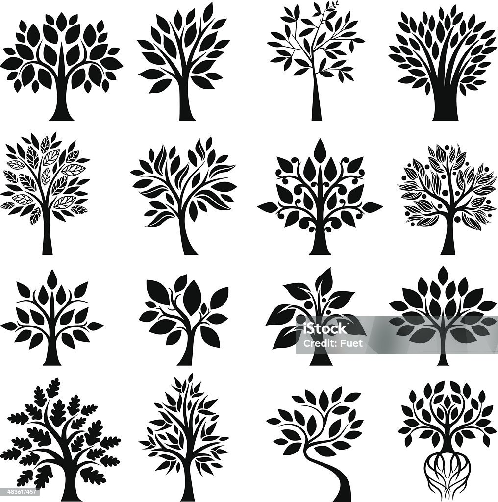 Tree For Graphics Graphic Tree Set Stock Illustration - Download Image Now - Willow Tree ...