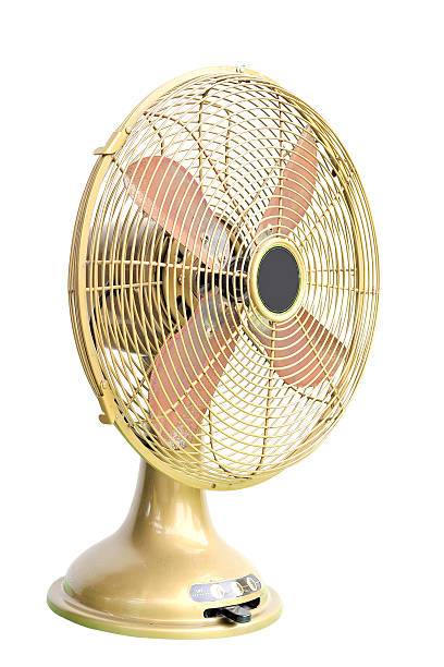 istock vintage yellow electric fan on white background 483617805