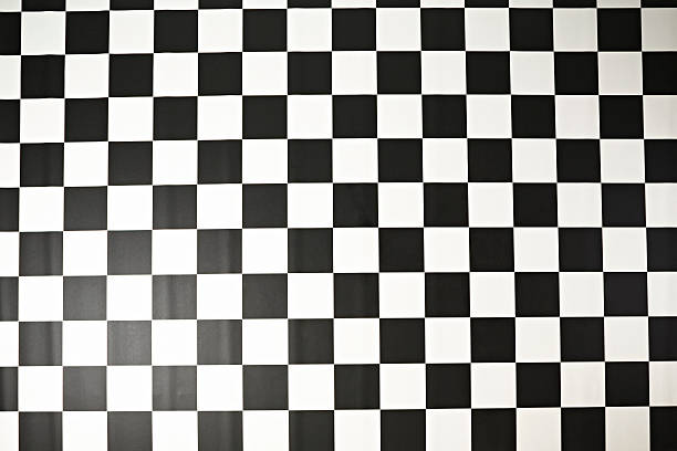 istock Above view of   black and white floor background  Checkered pattern 483617816