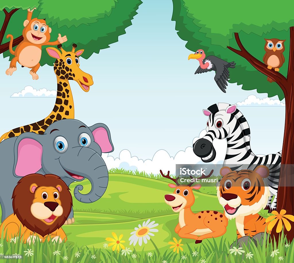 Animal Cartoon In The Jungle Stock Illustration - Download Image Now -  2015, Africa, Animal - iStock