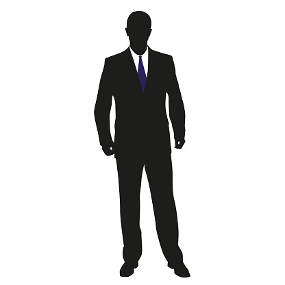 Man in suit. Isolated silhouette illustration