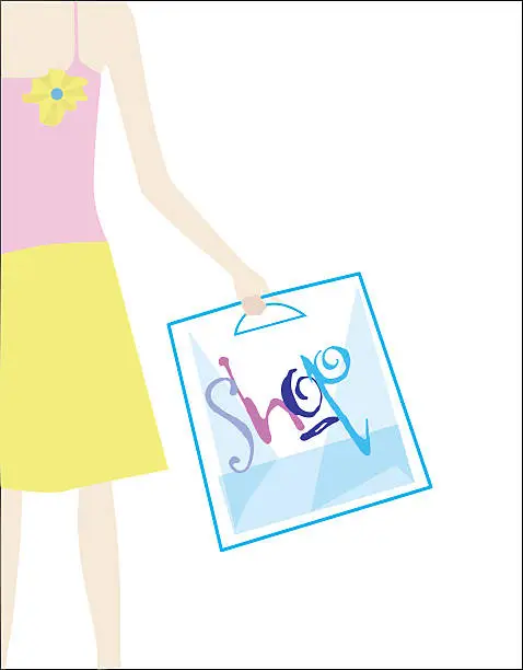 Vector illustration of shopping girl