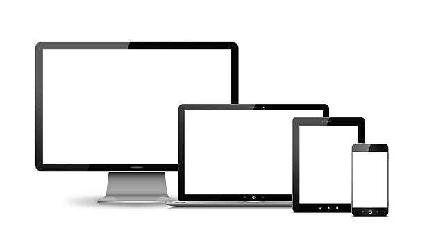 istock Computer monitor,Digital Tablet, Smart Phone and laptop isolated 483618172