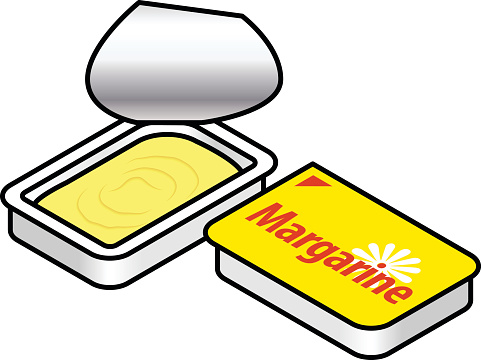 A small plastic pack of margarine.