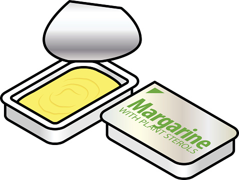 A small plastic pack of margarine with natural plant sterols.