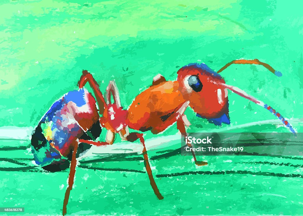 Color Full Ant Colorful Ant With Green Stock Illustration - Download Image Now - 2015 ...