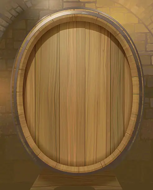 Vector illustration of Wine Barrel in a Winecellar