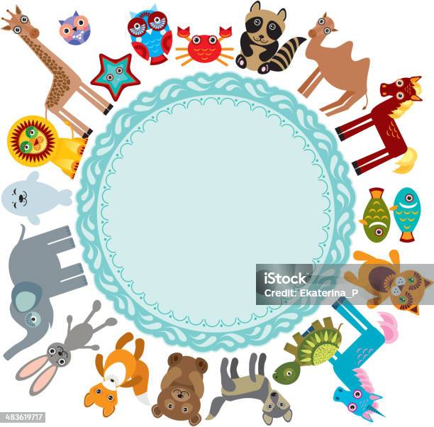 Text Frame Animals Funny Cartoon Animals Character On White Background Frame For Text ...