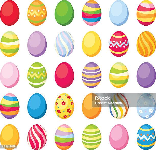 Пасхи Красочные Яйца Векторная Иллюстрация — стоковая векторная графика и другие изображения на тему Пасхальное яйцо - Пасхальное яйцо, Пасха, Яйцо животного