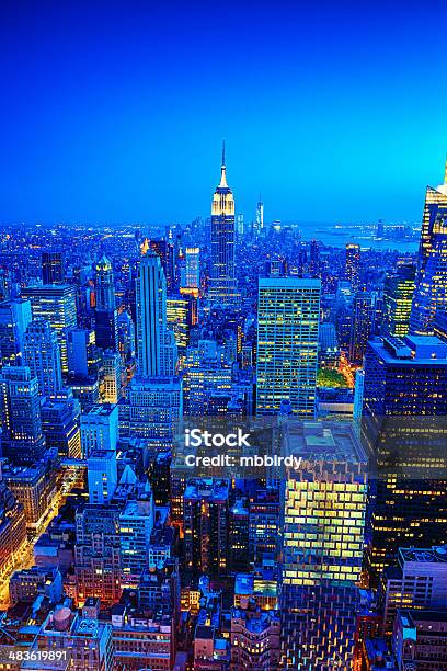 Midtown And Lower Manhattan Skyline New York Usa Stock Photo - Download Image Now - New York City, Urban Skyline, Night