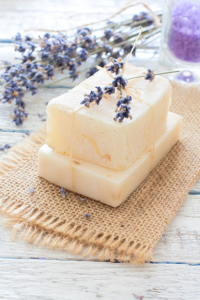 istock Handmade soap with lavender flowers 483622268