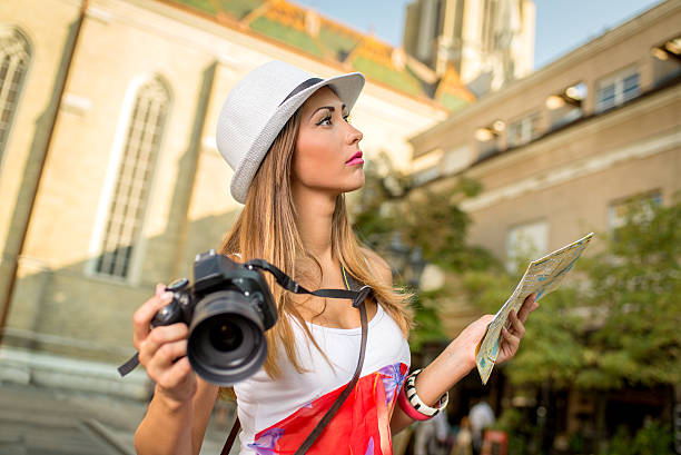 istock Beautiful Woman Tourist 483625796