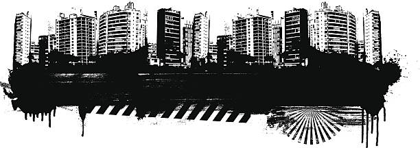 grunge city background vector art illustration