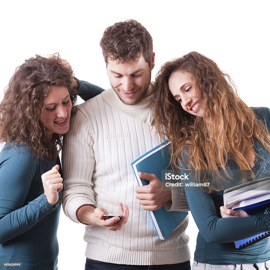 Estudantes jovem feliz em branco - Foto de stock de Adolescente royalty-free