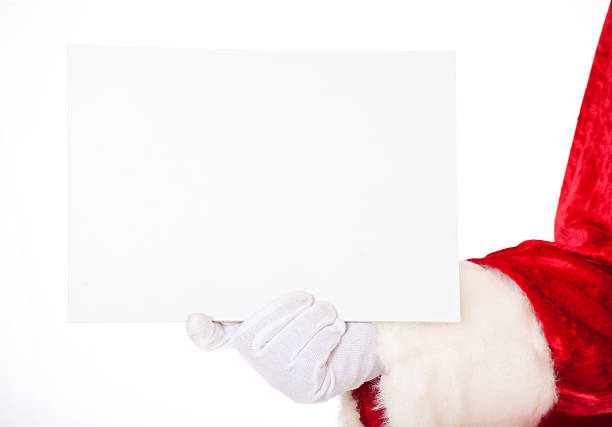istock Santa Claus holding blank white sign 483627053