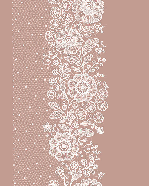 ilustraciones, imágenes clip art, dibujos animados e iconos de stock de vertical seamless pattern. encaje. - lace floral pattern pattern old fashioned