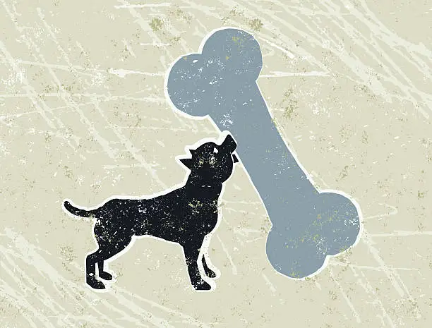 Vector illustration of Little Chihuahua Carrying a Giant Bone