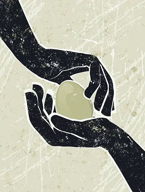 Vector illustration of Hand's Cradling an Egg