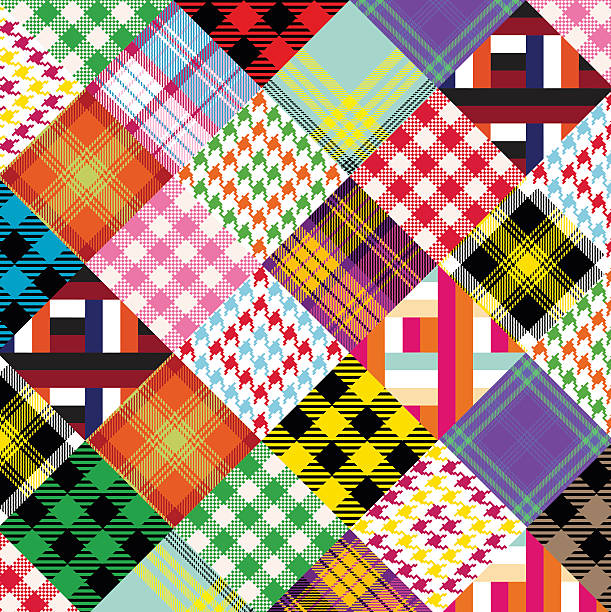 patchwork zabawa - vibrant color checked backgrounds multi colored stock illustrations