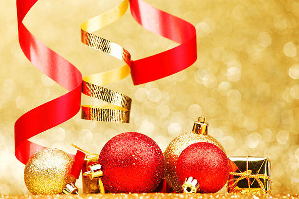 istock Christmas balls and ribbons 483629398