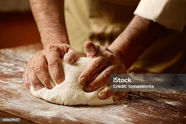 Kneading And Making Yeast Dough Stock Photo - Download Image Now - Kneading, Bread, Baker - Occupation