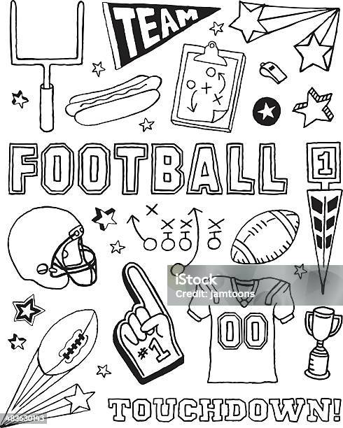 Fußball Und Kritzeleien Stock Vektor Art und mehr Bilder von Amerikanischer Football - Amerikanischer Football, Football - Spielball, Gekritzel - Zeichnung