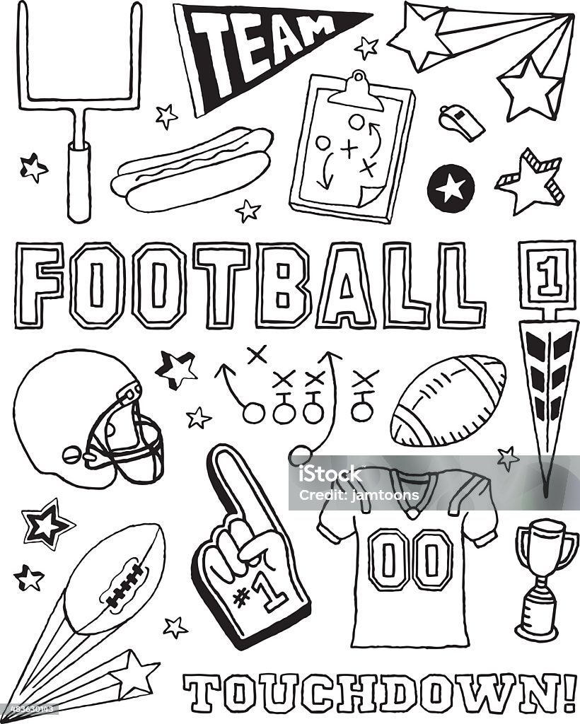 Football Doodles A football-themed doodle page. American Football - Sport stock vector