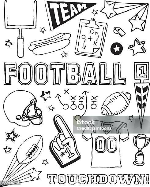 Football Doodles Stock Illustration - Download Image Now - American Football - Sport, American Football - Ball, Doodle