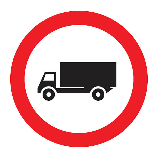 istock Traffic sign prohibiting thoroughfare of lorries. 483630154