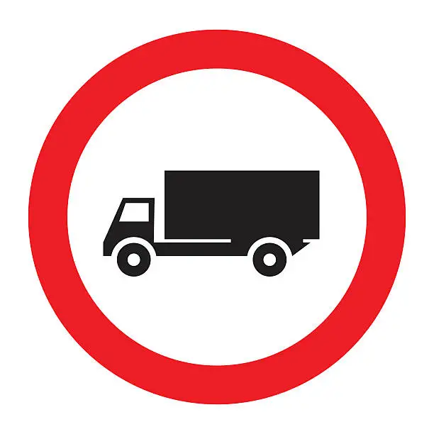 Vector illustration of Traffic sign prohibiting thoroughfare of lorries.