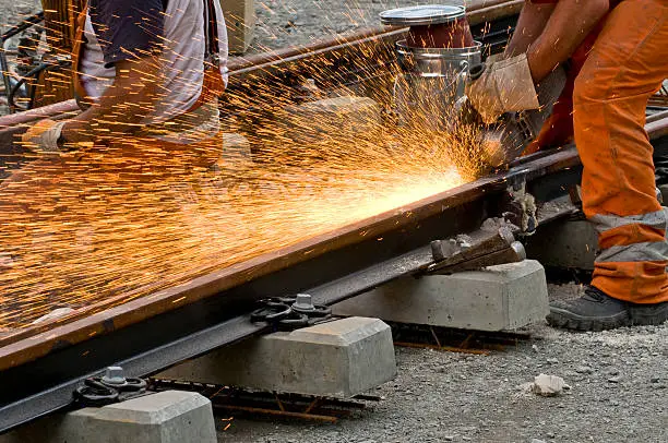 Grinding of the weld of the railroad track
