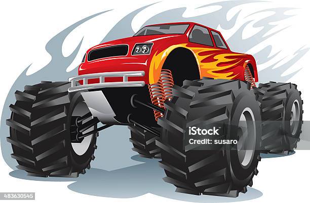 Monster Truck - Stockowe grafiki wektorowe i więcej obrazów Monster truck - Monster truck, Samochód, Pick-up