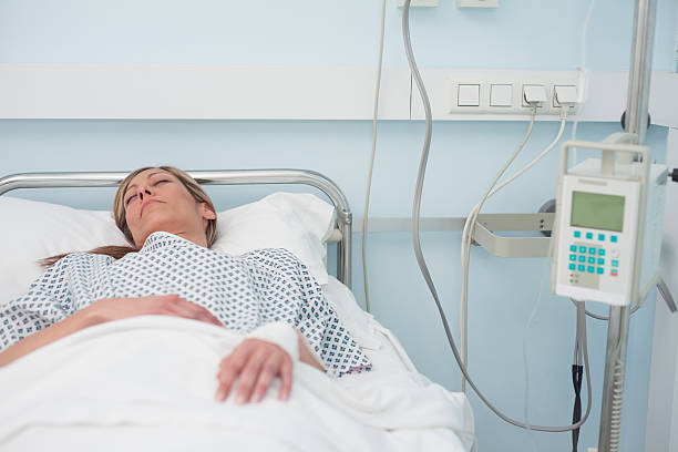 istock Woman sleeping on a medical bed 483630567