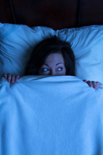 istock Frightened Woman in Bed 483630875