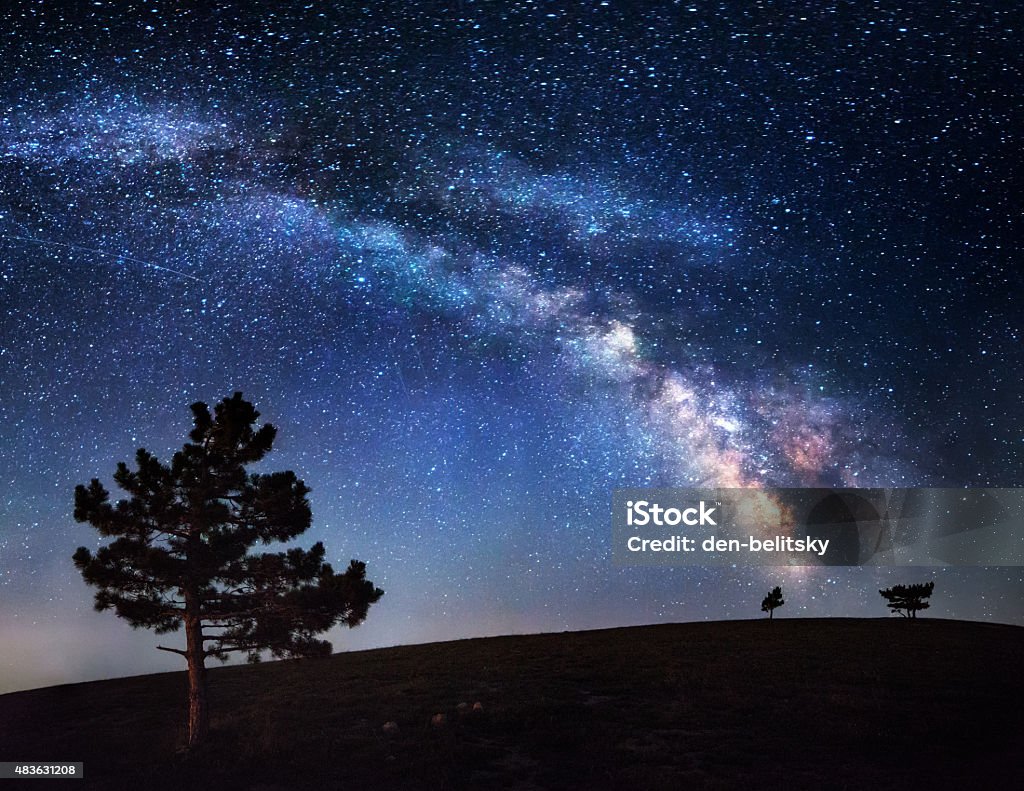 Milky Way. Beautiful summer night sky with stars in Crimea Milky Way. Beautiful summer night sky with stars in Crimea. 2015 Stock Photo