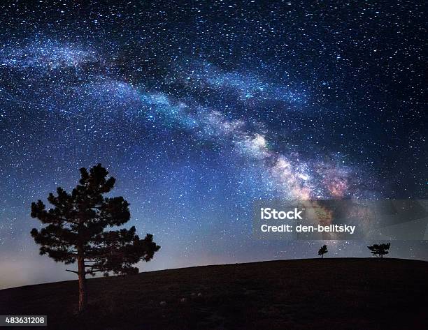 Milky Way Beautiful Summer Night Sky With Stars In Crimea Stock Photo - Download Image Now