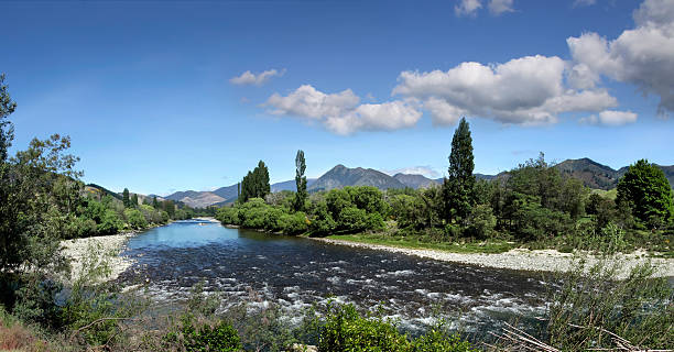 Motueka River in the  Tasman District Motueka River in the  Tasman District, New Zealand motueka stock pictures, royalty-free photos & images